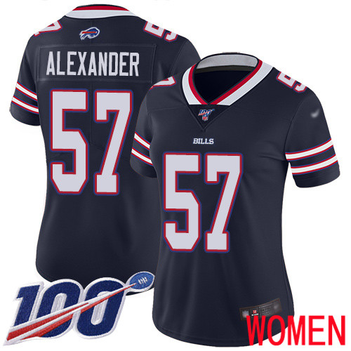Women Buffalo Bills #57 Lorenzo Alexander Limited Navy Blue Inverted Legend 100th Season NFL Jersey->women nfl jersey->Women Jersey